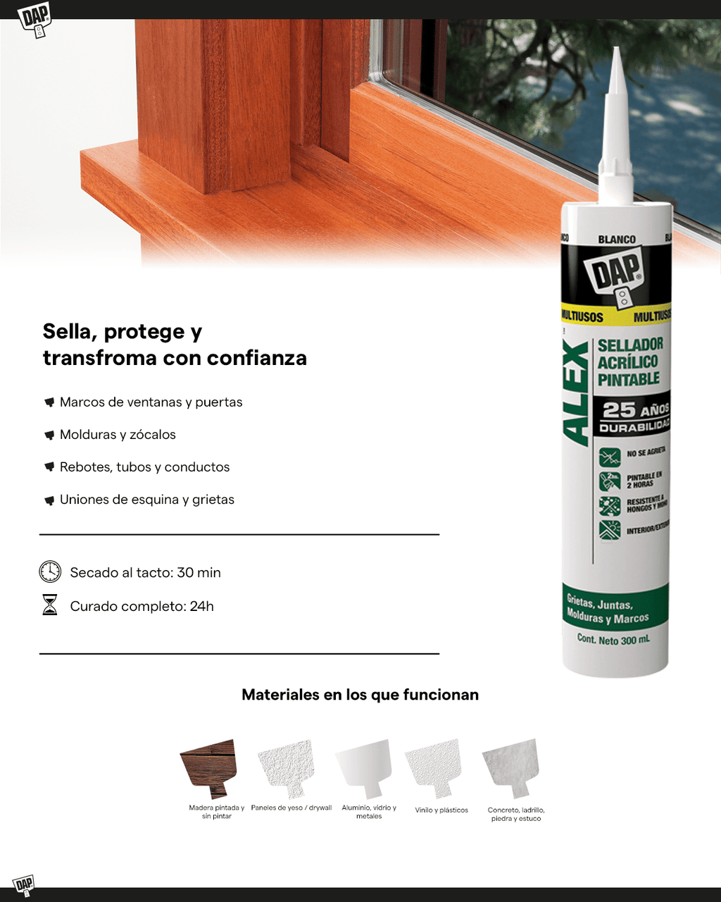 DAP ALEX  Sellador acrilico pintable blanco 300 ml