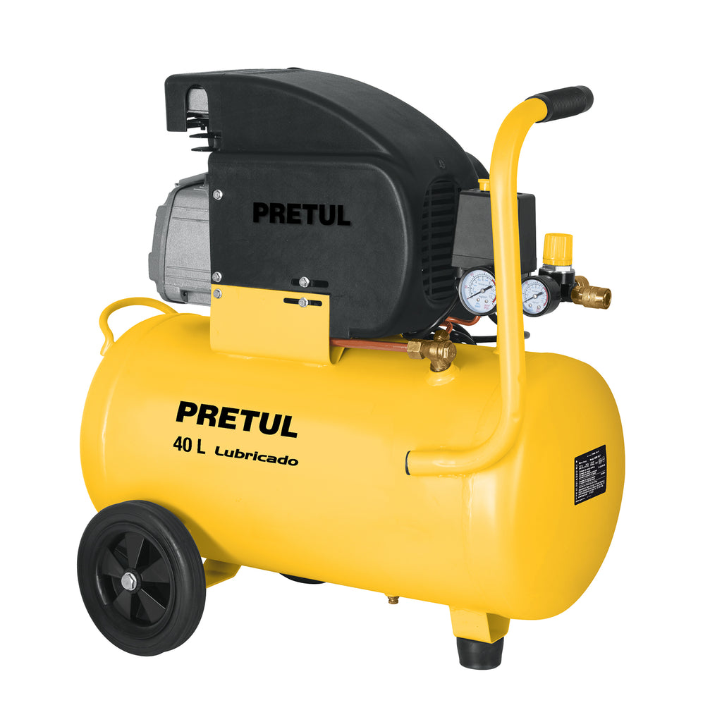 Compresor lubricado, 40 L, 3 HP, horizontal, 127 V, PRETUL