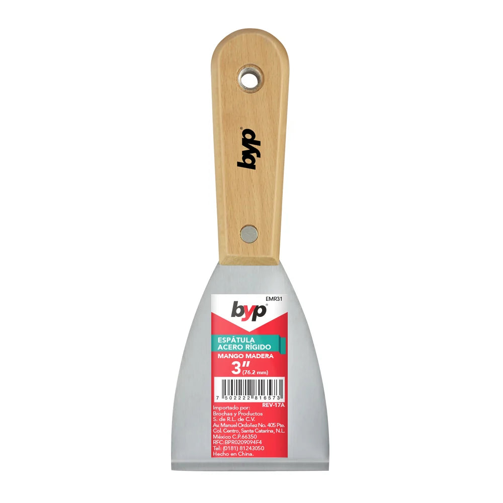 Espatula rigida mango madera 3" byp