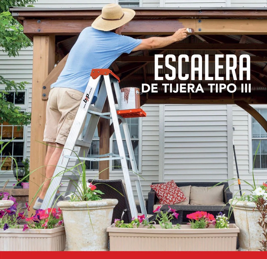 Escalera de tijera roja 5 niveles 6 ft. Tipo III
