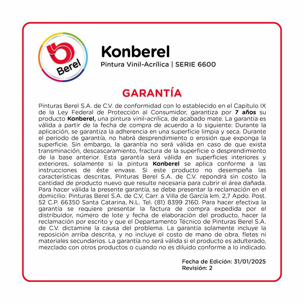 Pintura vinil-acrilica Konberel mate 4 L