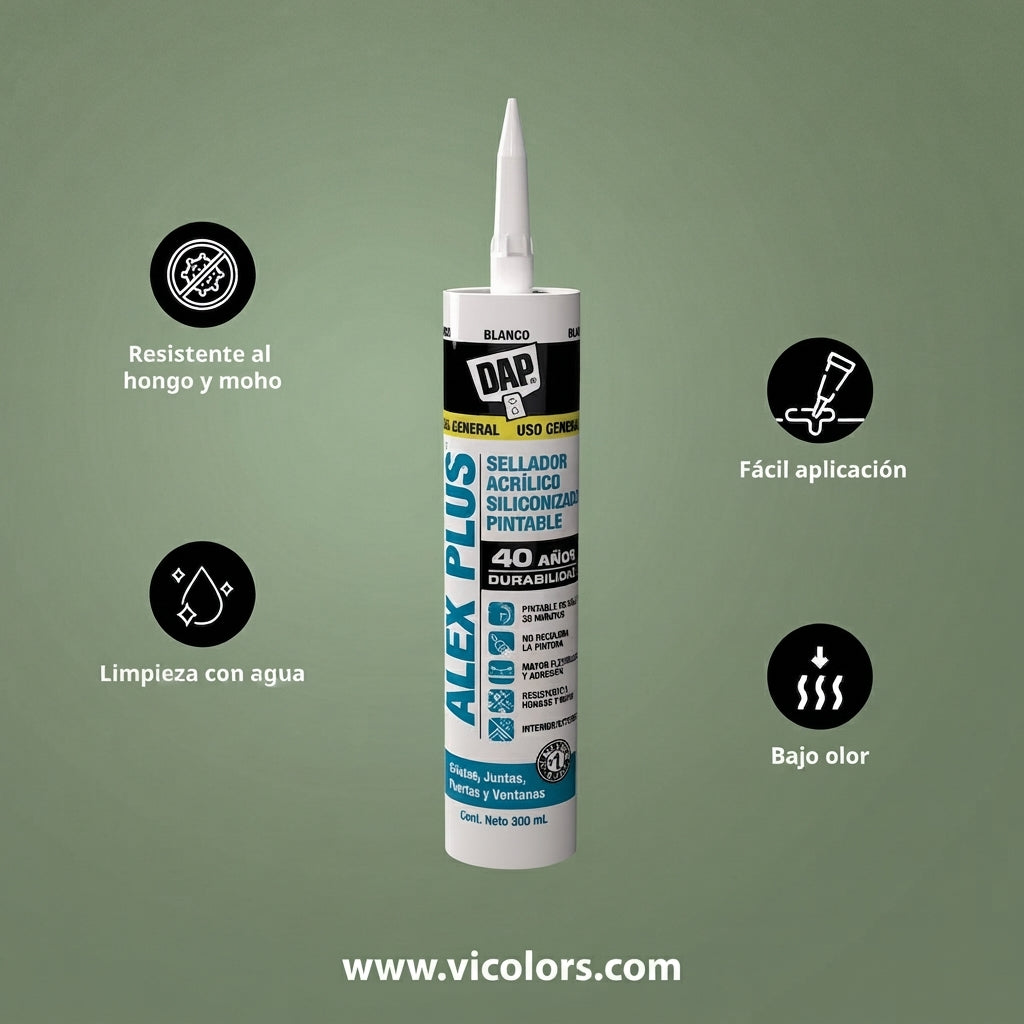 DAP ALEX PLUS Sellador acrilico-siliconizado blanco pintable 300 ml
