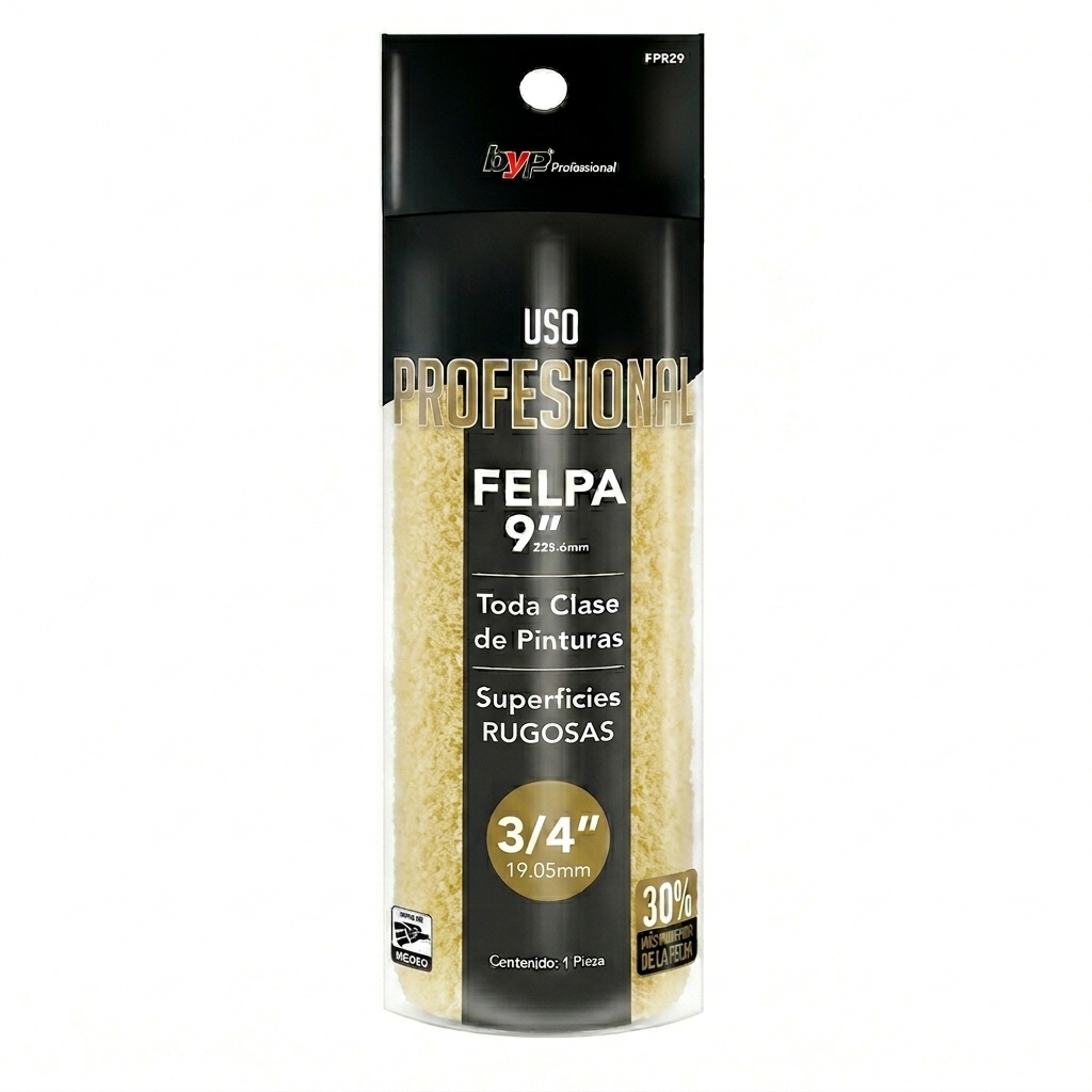Felpa alta densidad profesional 9" x 3/4" ByP