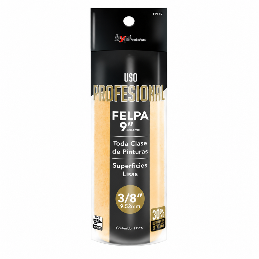 Felpa alta densidad profesional 9" x 3/8" ByP