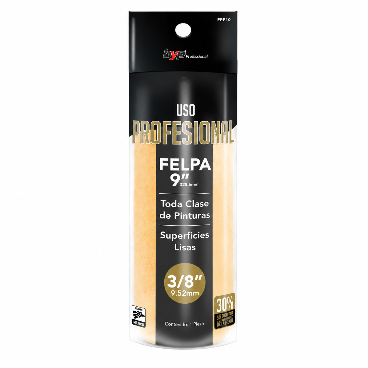 Felpa alta densidad profesional 9" x 3/8" ByP
