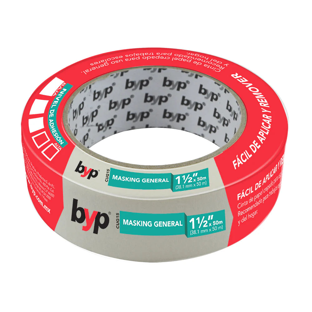 Cinta masking tape 1-1/2” (3.81 cm x 50 m) uso general