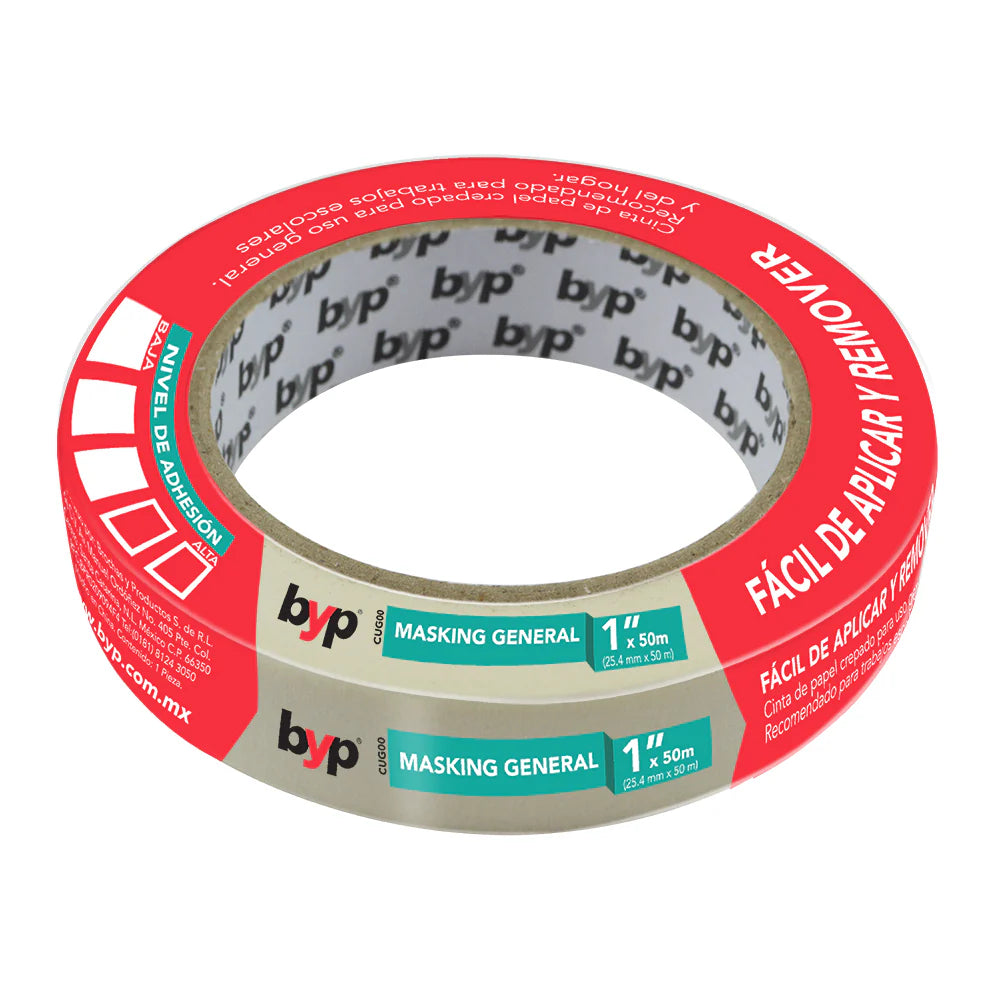 Cinta masking tape 1” (2.54 cm x 50 m) uso general