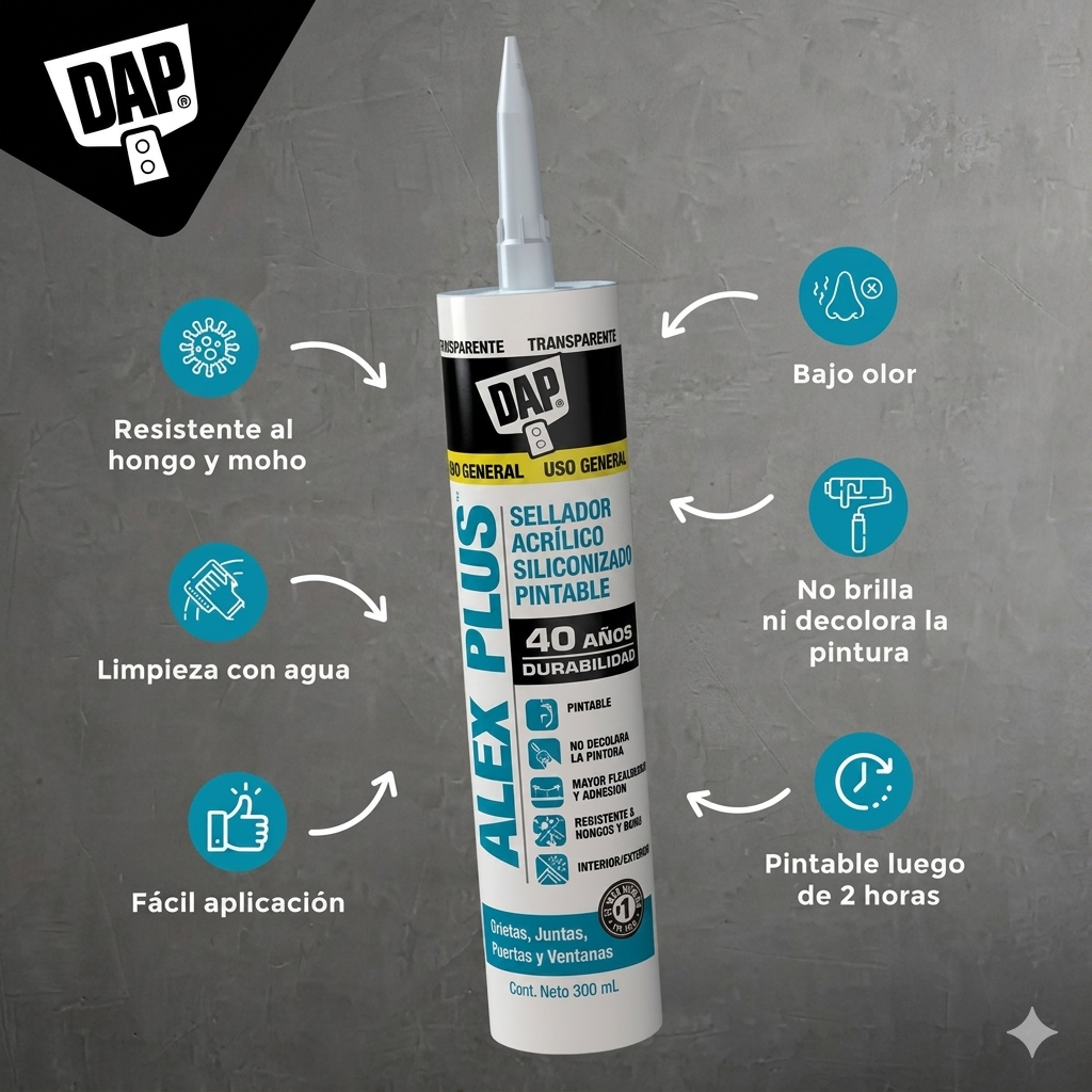 DAP ALEX PLUS sellador acrílico blanco 300 ml