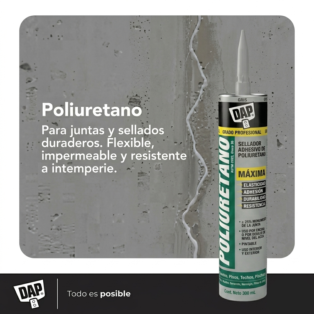 DAP Sellador Poliuretano Gris 300 ml