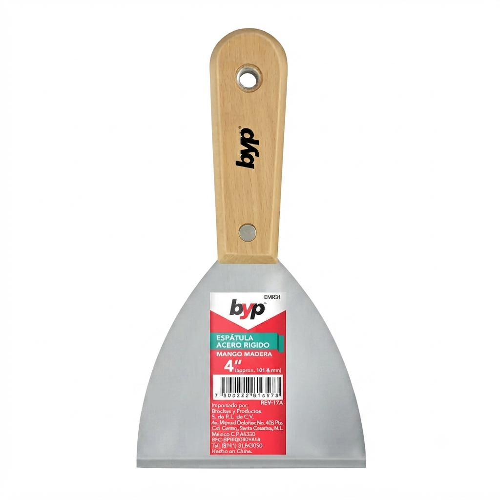 Espatula rigida mango madera 4" byp