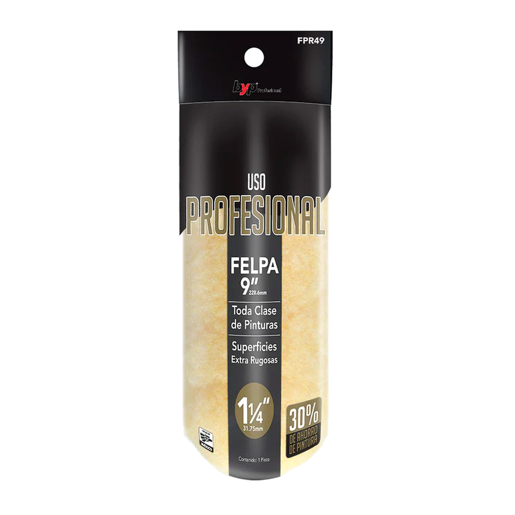 Felpa alta densidad profesional 9" x 1 - 1/4" ByP