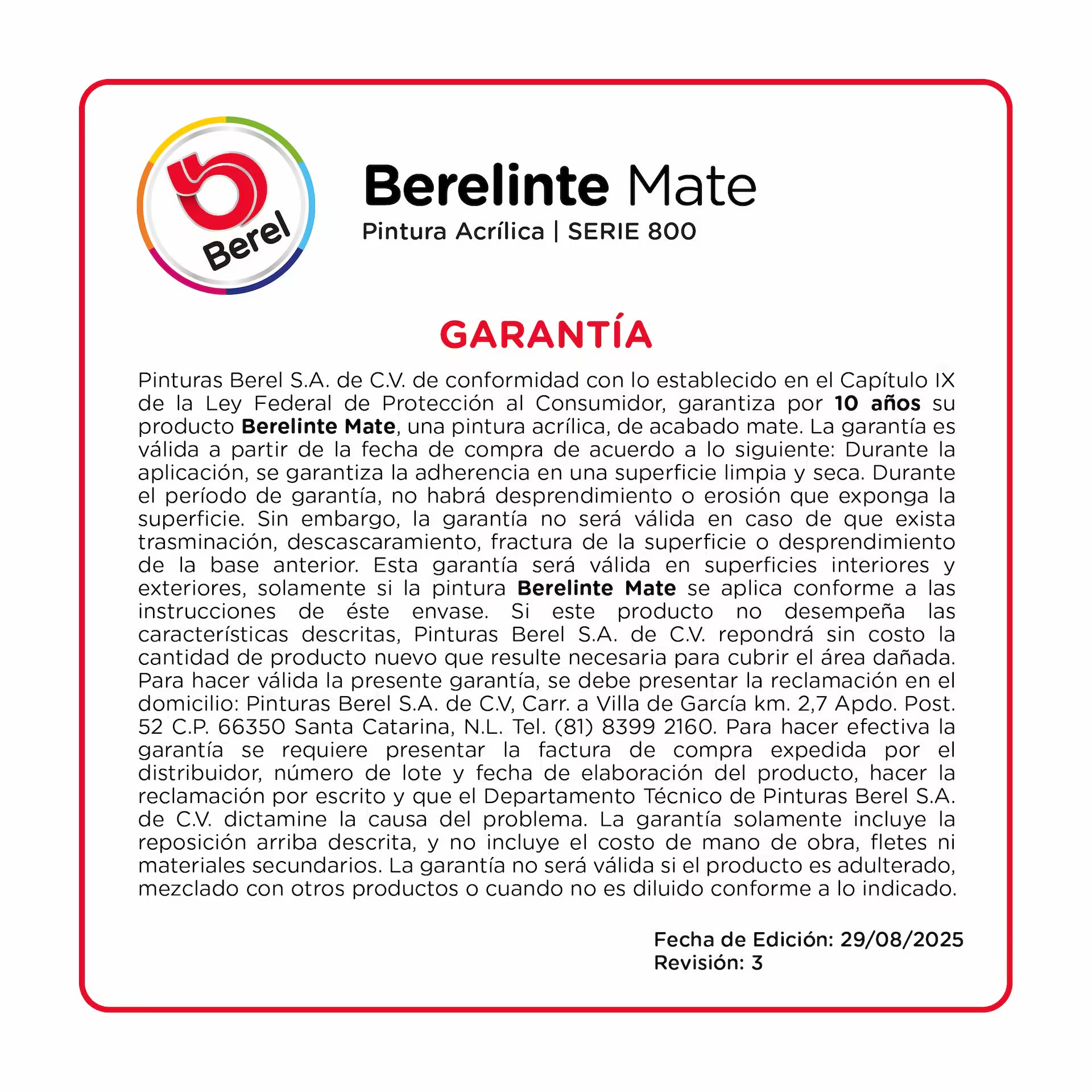 Pintura vinil-acrilica Berelinte mate 19 L