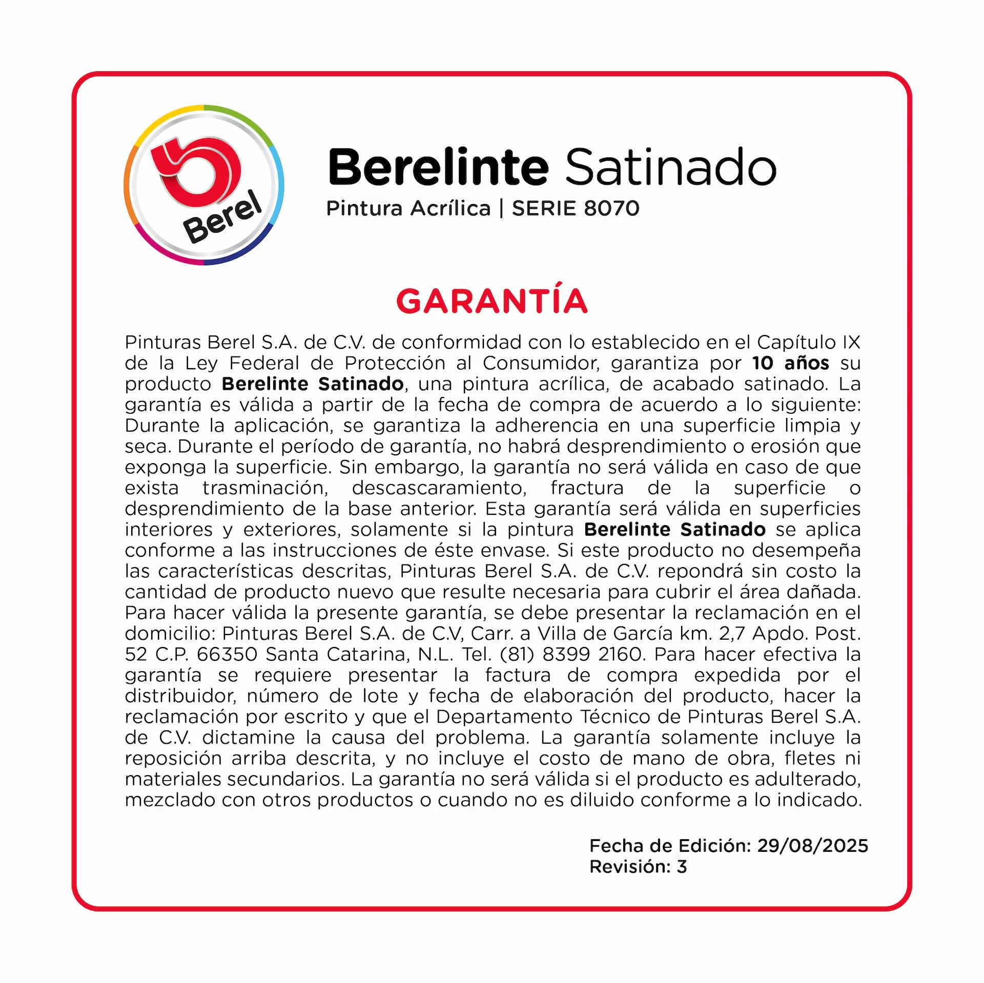 Pintura vinili-acrilica Berelinte satin 19 L