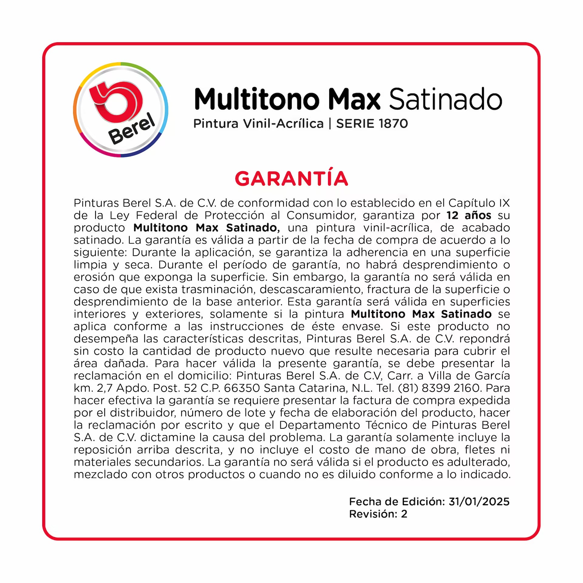 Pintura vinil-acrilica Multitono Max satin 1 L