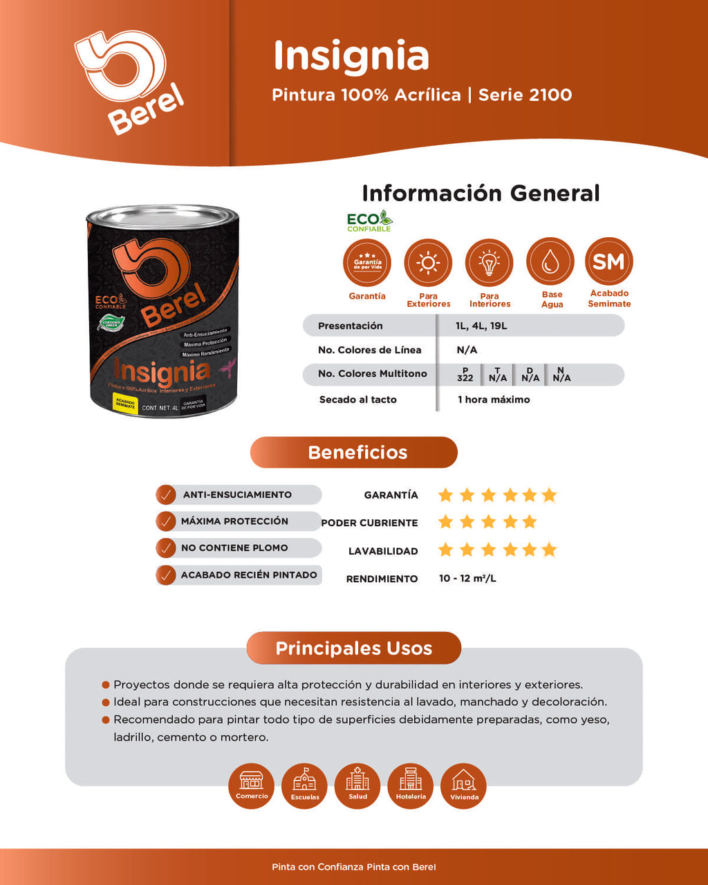 Pintura 100% acrilica Insignia 19 L