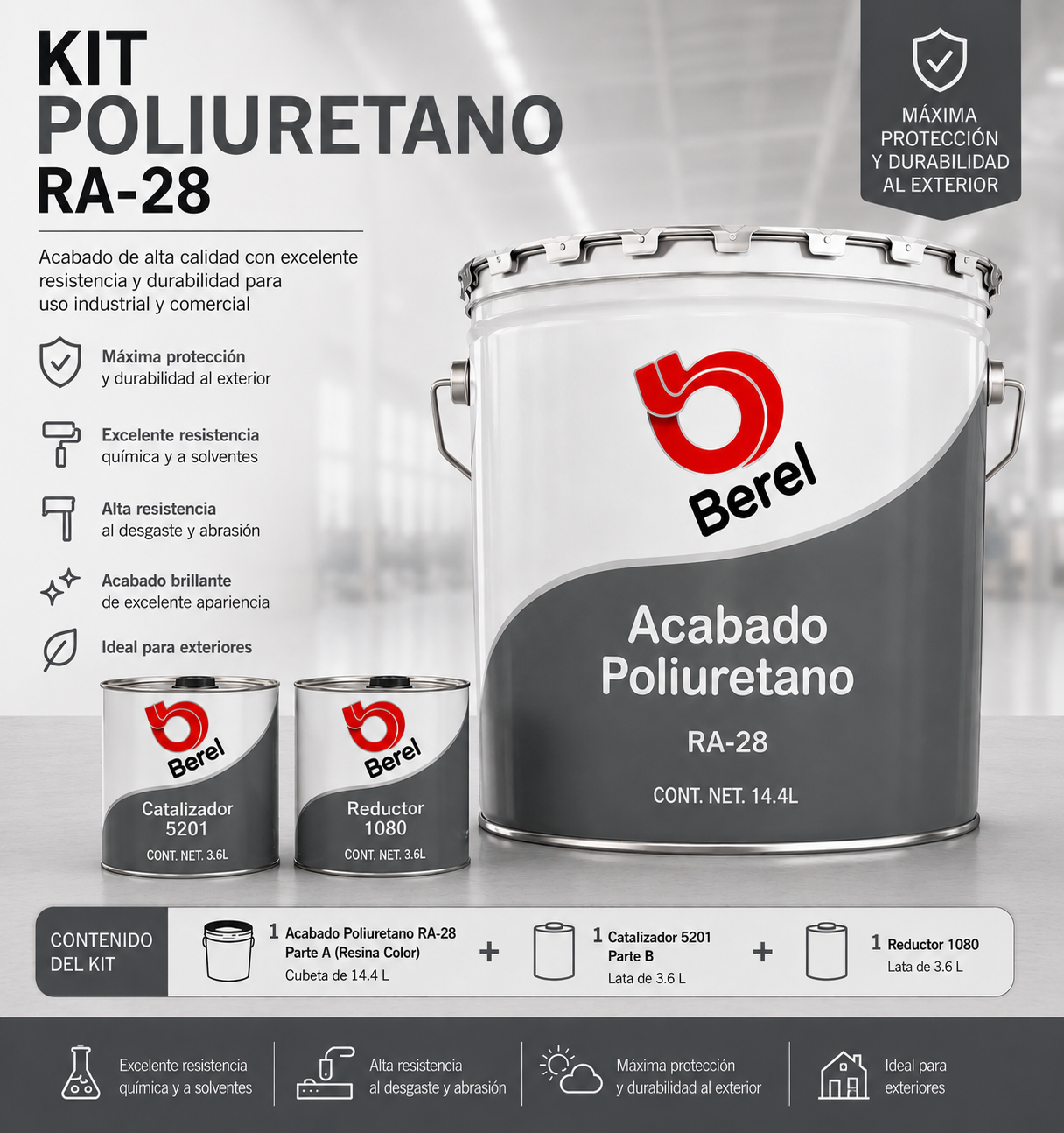 Poliuretano RA-28 Berel Kit de Cubeta