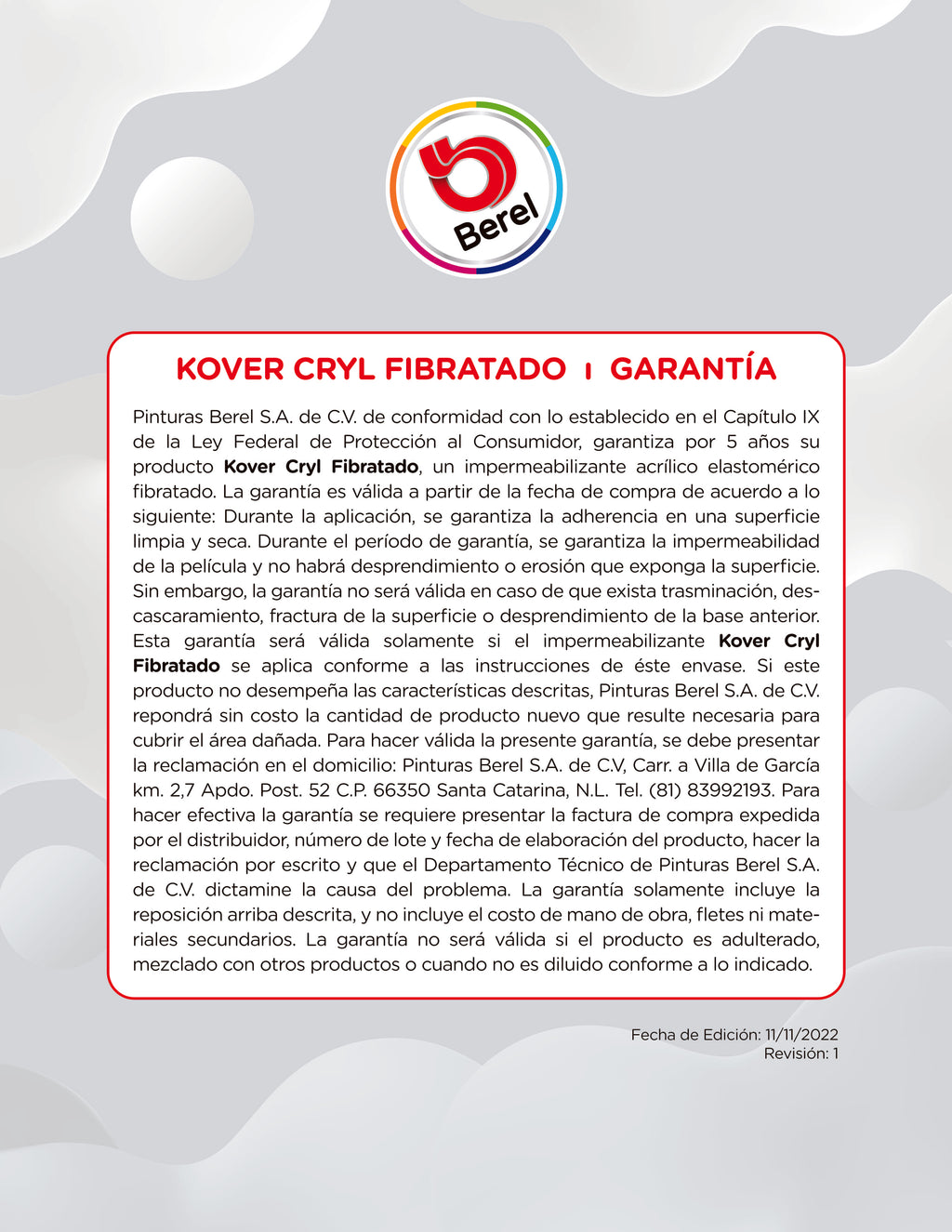 Kover Cryl Blanco Fibratado 5 años 19 L