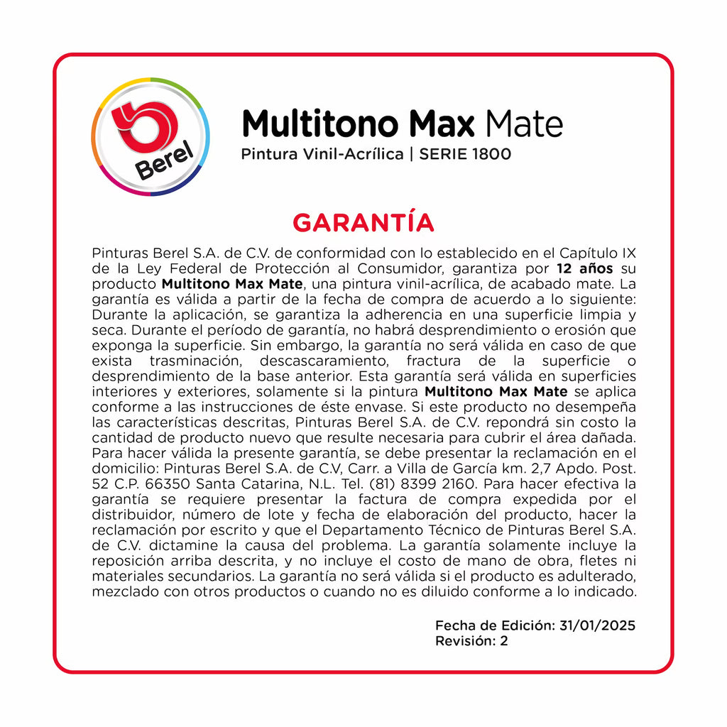 Pintura vinil-acrilica Multitono Max mate 19 L