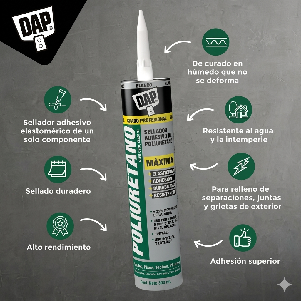 DAP Sellador Poliuretano Gris 300 ml